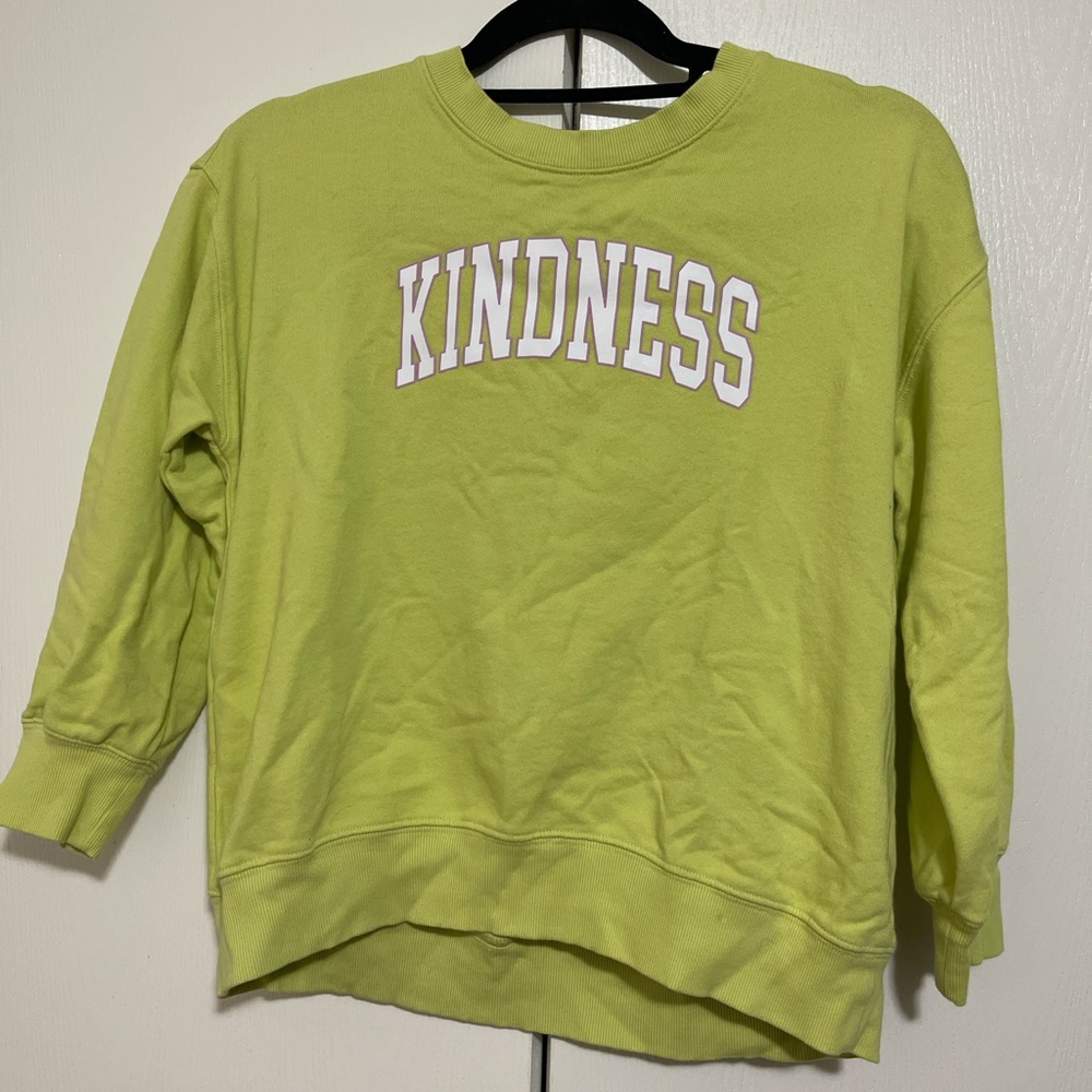 Old Navy Lime Green Kids Sweatshirt with 'Kindness' Print